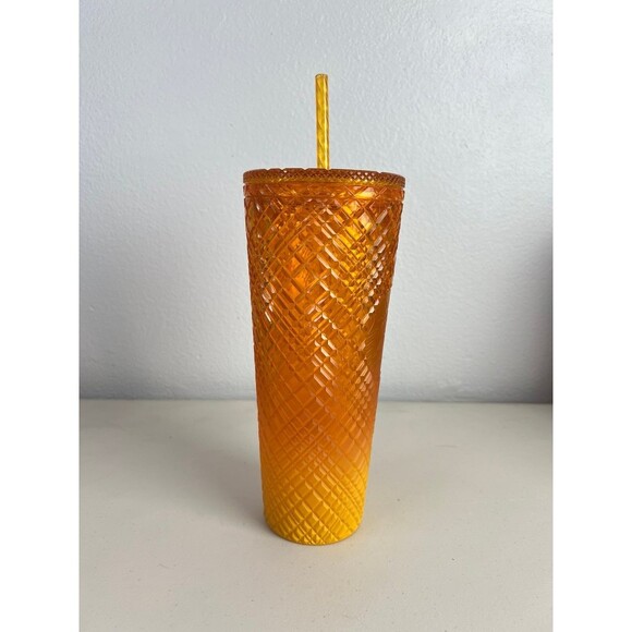 Starbucks Cold Venti 24 oz Cup Yellow Mango Jewel Tumbler Summer 2022 - Picture 2 of 6